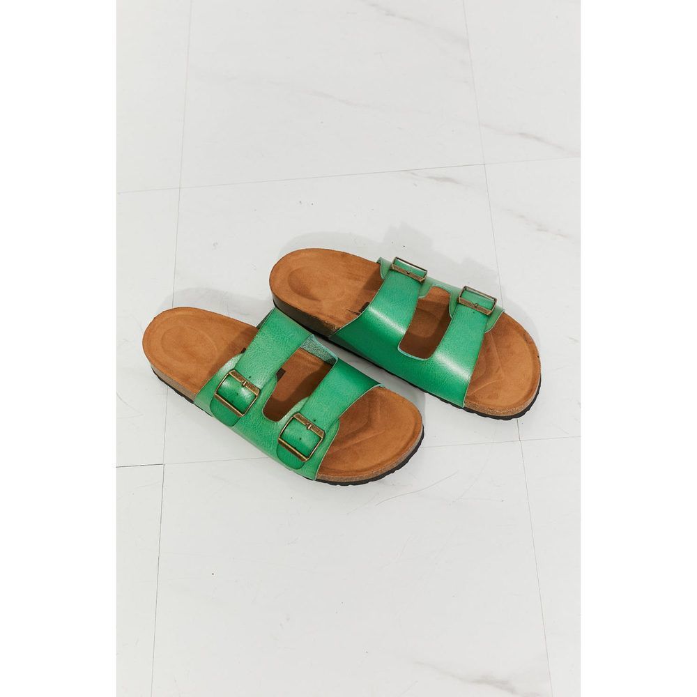Mmshoes Feeling Alive Double Banded Slide Sandals in Mid Green - Picture 5 of 6